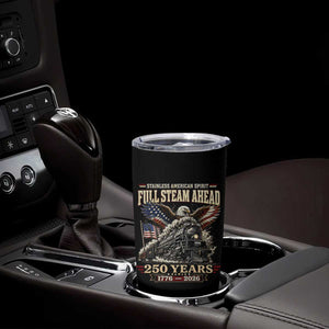 Full Steam Ahead Patriotic Bald Eagle Tumbler Cup Vintage Stainless American Spirit Steam Locomotive Heritage