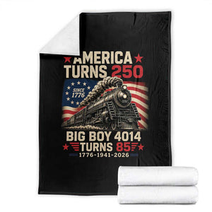 America Turns 250 Steam Locomotive Turns 85 Throw Blanket Vintage Railroad Steam Engine 85th USA 250th Anniversary