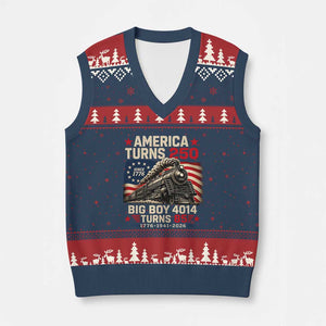 America Turns 250 Steam Locomotive Turns 85 V-Neck Knit Sweater Vest Vintage Railroad Steam Engine 85th USA 250th Anniversary