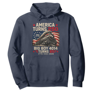 America Turns 250 Steam Locomotive Turns 85 Hoodie Vintage Railroad Steam Engine 85th USA 250th Anniversary
