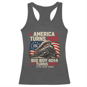 America Turns 250 Steam Locomotive Turns 85 Racerback Tank Top Vintage Railroad Steam Engine 85th USA 250th Anniversary