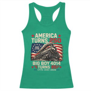 America Turns 250 Steam Locomotive Turns 85 Racerback Tank Top Vintage Railroad Steam Engine 85th USA 250th Anniversary