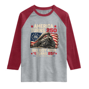 America Turns 250 Steam Locomotive Turns 85 Raglan Shirt Vintage Railroad Steam Engine 85th USA 250th Anniversary