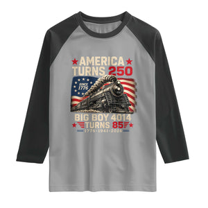 America Turns 250 Steam Locomotive Turns 85 Raglan Shirt Vintage Railroad Steam Engine 85th USA 250th Anniversary