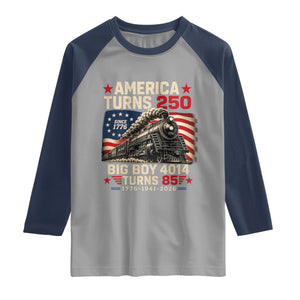 America Turns 250 Steam Locomotive Turns 85 Raglan Shirt Vintage Railroad Steam Engine 85th USA 250th Anniversary