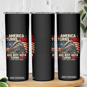 America Turns 250 Steam Locomotive Turns 85 Skinny Tumbler Vintage Railroad Steam Engine 85th USA 250th Anniversary TS02 Print Your Wear