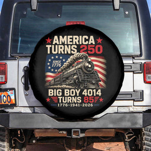 America Turns 250 Steam Locomotive Turns 85 Spare Tire Cover Vintage Railroad Steam Engine 85th USA 250th Anniversary TS02 No hole Black Print Your Wear