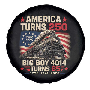 America Turns 250 Steam Locomotive Turns 85 Spare Tire Cover Vintage Railroad Steam Engine 85th USA 250th Anniversary TS02 Print Your Wear