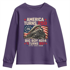 America Turns 250 Steam Locomotive Turns 85 Youth Sweatshirt Vintage Railroad Steam Engine 85th USA 250th Anniversary