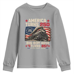America Turns 250 Steam Locomotive Turns 85 Youth Sweatshirt Vintage Railroad Steam Engine 85th USA 250th Anniversary