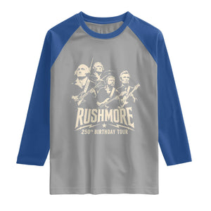 Rushmore 250th Birthday Tour Band Raglan Shirt Presidents Rock Concert Historical Collages