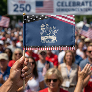 Rushmore 250th Birthday Tour Band Patriotic Handheld Flag Presidents Rock Concert Historical Collages