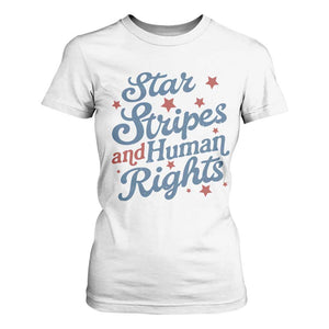 Stars and Stripes and Human Rights T Shirt For Women Progressive Patriotic Equality Modern Patriot