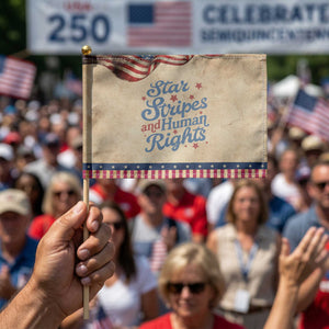 Stars and Stripes and Human Rights Patriotic Handheld Flag Progressive Equality Modern Patriot
