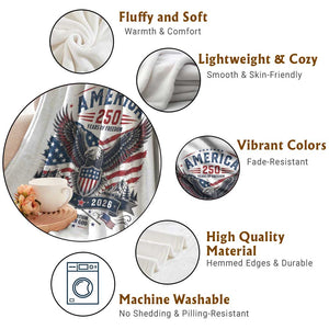 250 Years of Freedom Patriotic Eagle Throw Blanket One Nation Under God 1776-2026 250th Anniversary