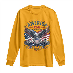 250 Years of Freedom Patriotic Eagle Long Sleeve Shirt One Nation Under God 1776-2026 250th Anniversary