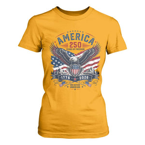 250 Years of Freedom Patriotic Eagle T Shirt For Women One Nation Under God 1776-2026 250th Anniversary
