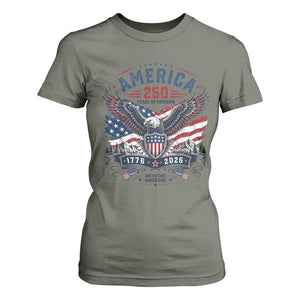 250 Years of Freedom Patriotic Eagle T Shirt For Women One Nation Under God 1776-2026 250th Anniversary