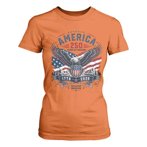 250 Years of Freedom Patriotic Eagle T Shirt For Women One Nation Under God 1776-2026 250th Anniversary