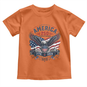 250 Years of Freedom Patriotic Eagle Toddler T Shirt One Nation Under God 1776-2026 250th Anniversary