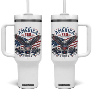 250 Years of Freedom Patriotic Eagle Tumbler With Handle One Nation Under God 1776-2026 250th Anniversary
