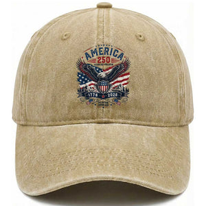 250 Years of Freedom Patriotic Eagle Washed Cotton Baseball Cap One Nation Under God 1776-2026 250th Anniversary