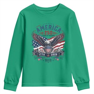 250 Years of Freedom Patriotic Eagle Youth Sweatshirt One Nation Under God 1776-2026 250th Anniversary