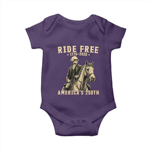 Ride Free 1776-2026 George Washington on Horseback Graphic Baby Onesie Vintage 250th Anniversary Semiquincentennial