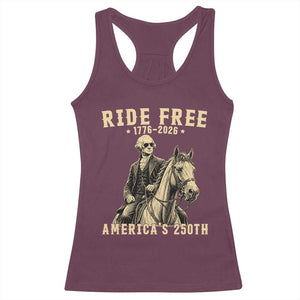 Ride Free 1776-2026 George Washington on Horseback Graphic Racerback Tank Top Vintage 250th Anniversary Semiquincentennial