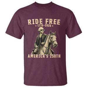 Ride Free 1776-2026 George Washington on Horseback Graphic T Shirt Vintage 250th Anniversary Semiquincentennial