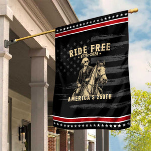Ride Free 1776-2026 George Washington on Horseback Graphic Patriotic Garden Flag Vintage 250th Anniversary Semiquincentennial