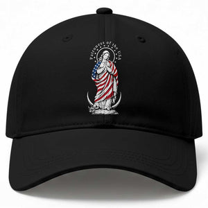 Patroness of the USA Virgin Mary Graphic Baseball Cap Patriotic American Flag Catholic Faith