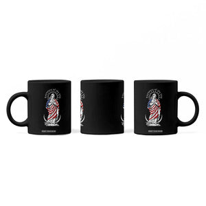 Patroness of the USA Virgin Mary Graphic Coffee Mug Patriotic American Flag Catholic Faith