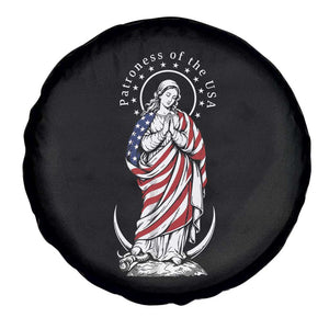 Patroness of the USA Virgin Mary Graphic Spare Tire Cover Patriotic American Flag Catholic Faith TS02 Print Your Wear