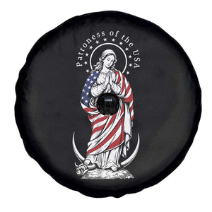 Patroness of the USA Virgin Mary Graphic Spare Tire Cover Patriotic American Flag Catholic Faith TS02 Print Your Wear