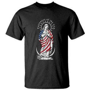 Patroness of the USA Virgin Mary Graphic T Shirt Patriotic American Flag Catholic Faith