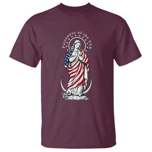 Patroness of the USA Virgin Mary Graphic T Shirt Patriotic American Flag Catholic Faith