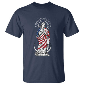 Patroness of the USA Virgin Mary Graphic T Shirt Patriotic American Flag Catholic Faith
