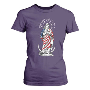 Patroness of the USA Virgin Mary Graphic T Shirt For Women Patriotic American Flag Catholic Faith