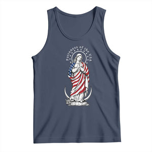 Patroness of the USA Virgin Mary Graphic Tank Top Patriotic American Flag Catholic Faith