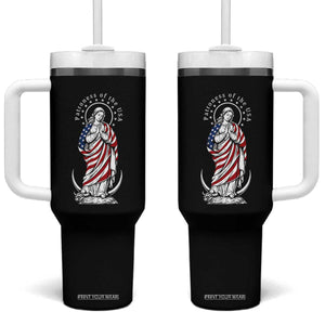 Patroness of the USA Virgin Mary Graphic Tumbler With Handle Patriotic American Flag Catholic Faith TS02 One Size: 40 oz Black Print Your Wear