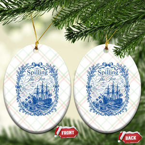 Spilling The Tea Since 1773 Boston Tea Party Ceramic Ornament Funny Historical Toile Graphic American History Humor