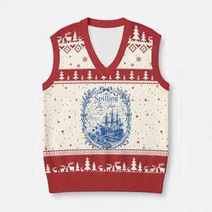 Spilling The Tea Since 1773 Boston Tea Party V-Neck Knit Sweater Vest Funny Historical Toile Graphic American History Humor