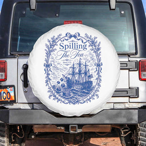 Spilling The Tea Since 1773 Boston Tea Party Spare Tire Cover Funny Historical Toile Graphic American History Humor TS02 No hole White Print Your Wear