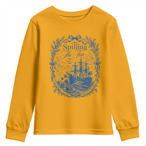 Spilling The Tea Since 1773 Boston Tea Party Youth Sweatshirt Funny Historical Toile Graphic American History Humor