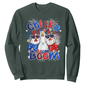 Funny Patriotic Chickens 4th of July Fireworks Sweatshirt Retro Chicka Boom Boom Hen Rooster Chick Graphic