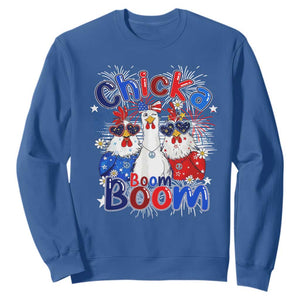 Funny Patriotic Chickens 4th of July Fireworks Sweatshirt Retro Chicka Boom Boom Hen Rooster Chick Graphic