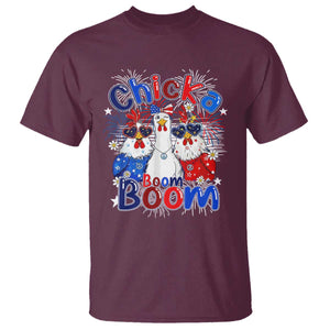Funny Patriotic Chickens 4th of July Fireworks T Shirt Retro Chicka Boom Boom Hen Rooster Chick Graphic