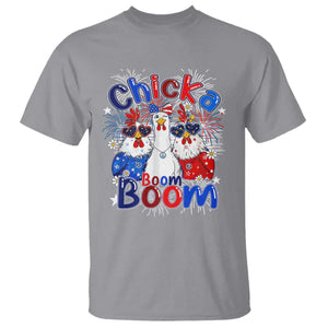 Funny Patriotic Chickens 4th of July Fireworks T Shirt Retro Chicka Boom Boom Hen Rooster Chick Graphic