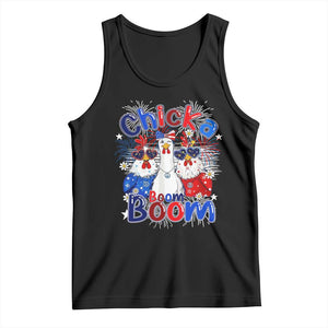 Funny Patriotic Chickens 4th of July Fireworks Tank Top Retro Chicka Boom Boom Hen Rooster Chick Graphic